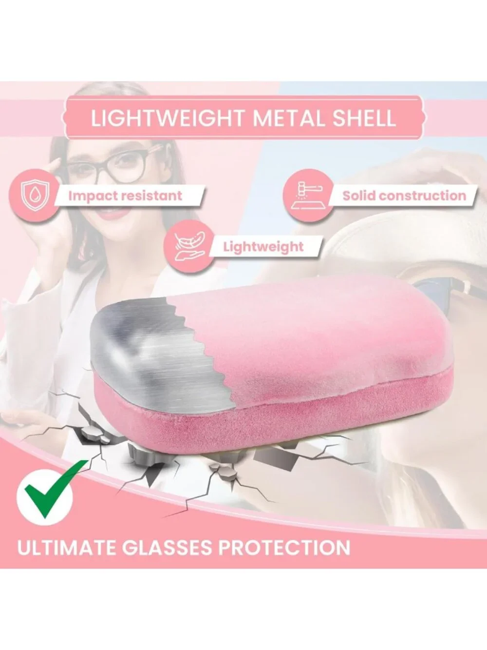 Lightweight Crush-Resistant Hard Shell Eyeglass Case with Cloth for Men & Women
